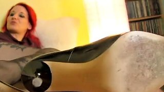 Black Pantyhose Footjob At Studio - The Nylon Leg Fetish