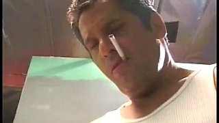 Muscular guy watches girlfriend urinate then gets blowjob
