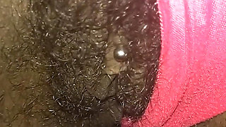 Flashing Rubbing My Tight Hairy Pussy Closeup