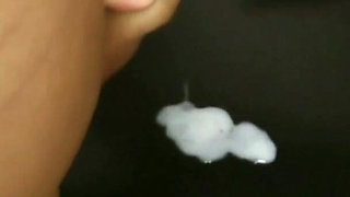 He Jerks His Cock and I Suck His Cock, Then He Squirts a Big Load of Delicious Cum Onto the Table, and I Lick It up Nicely.