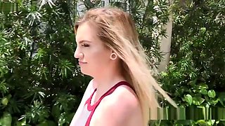 American Blonde Sucking Outdoor In Public