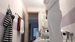 Latina with Big Ass, Hairy Pussy, Big Tits, Big Ass. Horny MILF Strips and Masturbates with Moans.
