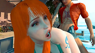 Nami relieving stress at the beach - 3D Animation by VirtualHeaven