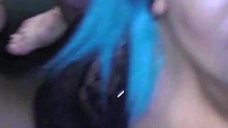 Blue and Red-haired Sluts From the UK in a Bukkake Party
