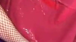 Vintage Red Latex Lingerie Glory Hole Action P2