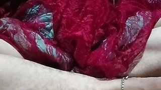 Indian desi bhabhi in red saree foreplay for making video of her dewar to fucked her