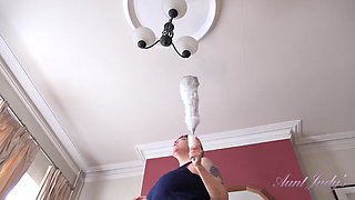 Layla Bird Gives Big Upskirt Views While Cleaning, Then Masturbates to Unwind