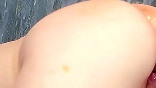 Hot Lesbian Gets Fucked by a Big Dildo Together with Her Friends