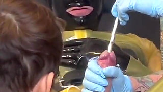 Sounding and Anal Stretching Double Domme in Latex with Madame Li Ying and Our Rubber Gimp