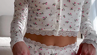 Very hot schoolgirl with perfect body rides dildo.