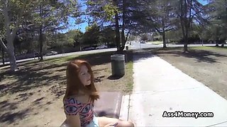 Doggystyle at the tennis court with redhead teen