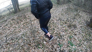 Blow-job in the Woods with My Husband Friend- Down-jacket Fetish 249