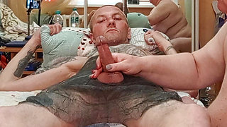 jerking off my brother-in-law's dick with oil