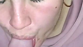 Homemade Blowjob in the Bathroom of Argentine Asshole Takes a Huge Load in Her Mouth