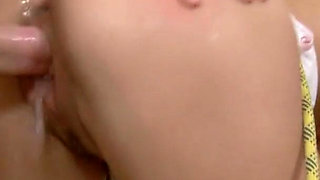 Pretty brunette teen pussy toyed and ass fucked by big dick