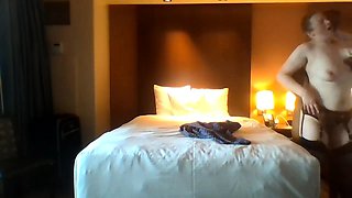 Cuckold watches insatiable wife go black in hotel room