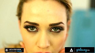 Girlsway - Mia Malkova fingers hard her co-star in the dressing room after their horror vignette