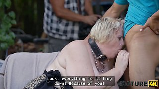 Mature4k. kinky giantess diana is having outdoor porn with two strangers