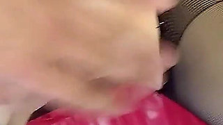 Black Tights, a Red Skirt, a Huge and a Vibrator. and a Lot of Sperm!
