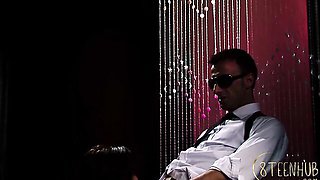 Plastic tomato at gangbang scene