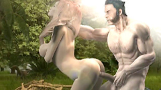 Wolverine 3D animation fucked from behind in the outdoor