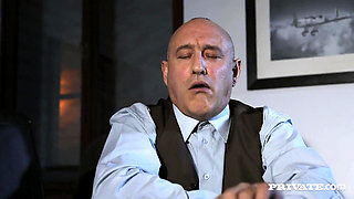 Sexy secretary goes down on the boss and decides to fuck him too