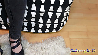 Worn Sheer Pantyhose & Dance-style Shoes - Elegant Foot Tease