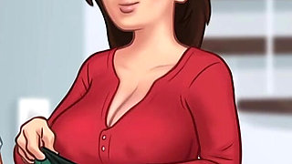Two Pervert Tenants Caught Their Horny Landlady Masturbating in Her Room - Summertime Saga 3D Animated Porn Game