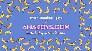 Two Guys Cum Together in a Condom