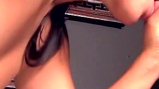 Adrianna Luna sucks huge cock from gloryhole and swallows cum