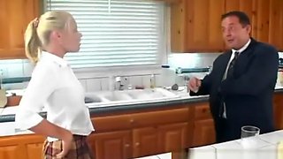 Teen babysitter fucking in the kitchen