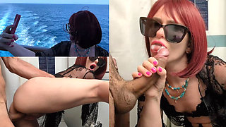 CUM ON BOARD, FUCK! Fucked in the PUBLIC TOILET of the BOAT!