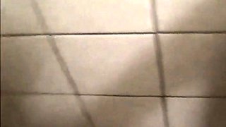 Self-filmed public toilet sex with a blonde