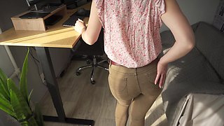 Naughty Colleague Showing off Wedgie Pussy
