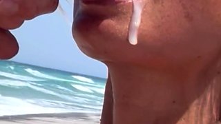 Asian milf beach facial