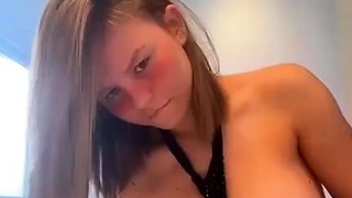 Glamour babe with big boobs masturbates in lingerie