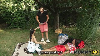 MOMMY4K. Sexy brunette Cougar Valentina Sierra is having a hard sex with her offsprings BF in public
