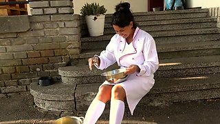 Czech Streets 115 Cook with huge tits and mega clit