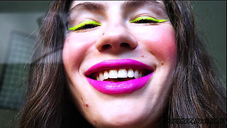 Naughty Magenta Lipstick Kiss + Spit Fetish Kissing