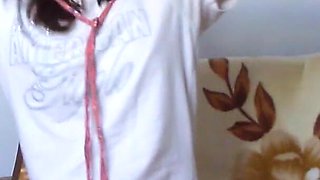 Skinny Redhead Pee in Her Short Shorts and Touches Herself