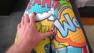 Caught my stepsister masturbating and fucked her, tearing her leggings on her big ass