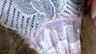Closeup Hairy Pussy Clit Rubbing Big Orgasm Asshole Panties