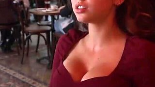 Sensual orgasm in a cafe. NSFW
