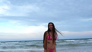 Sexy Pink Bikini and My Nice Chill on White Sand Beach