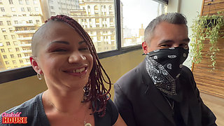 Cuckolded Husband Watching His Wife in a Ménage À Trois in Their Own Bed