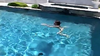 Ryder Skye outdoor blowjob and interracial pool sex - big