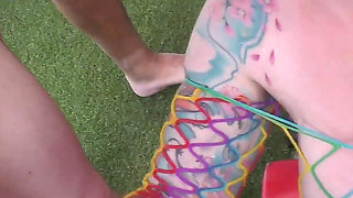 Truly Amazing Bukkake with Inked Babes Piggy and Rosa Part 1