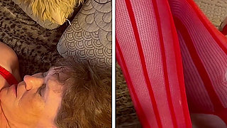 Granny in Red: Dildo Fucking Slut