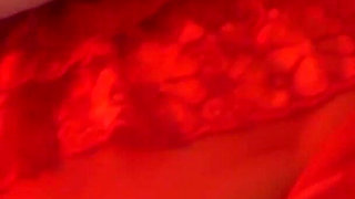 Orgasm Fucking Toy & Masturbating by Xmas Tree Wearing Red Mini Dress & Thigh High Socks