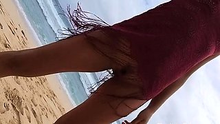 Public Beach Butt Plug Insertion by a Solo Female